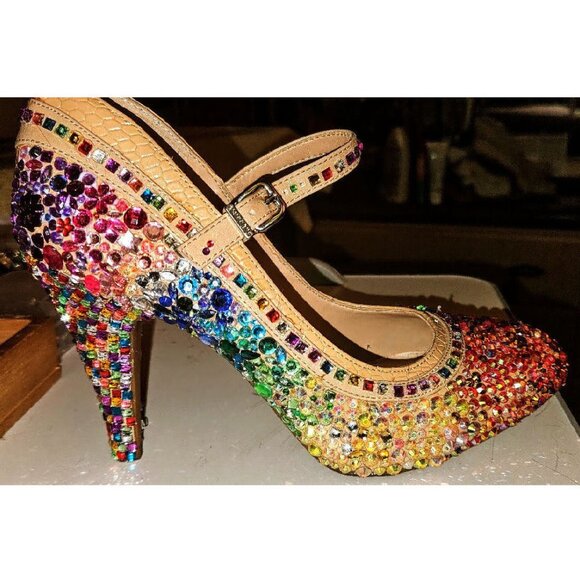 Gorgeous Rainbow Sequined Heels - Picture 7 of 15